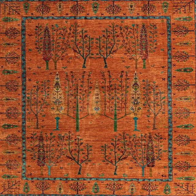 Ahgly Company Indoor Square Abstract Red Fox Red Area Rugs, 4' Square