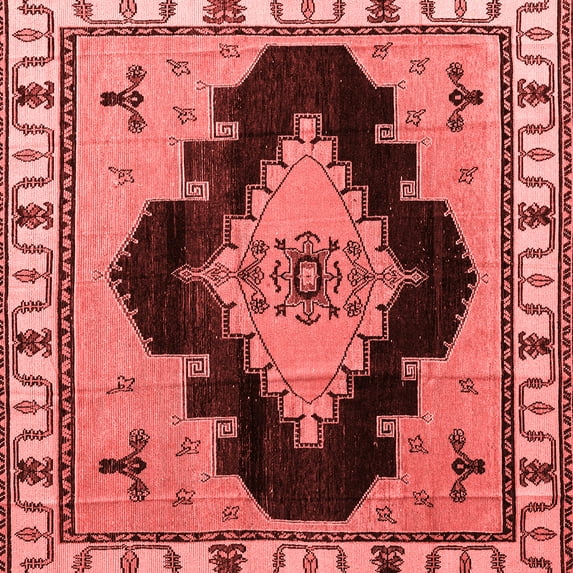 Ahgly Company Indoor Square Abstract Red Modern Area Rugs, 6' Square