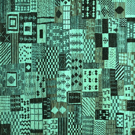 Ahgly Company Indoor Square Abstract Turquoise Blue Contemporary Area Rugs, 4' Square