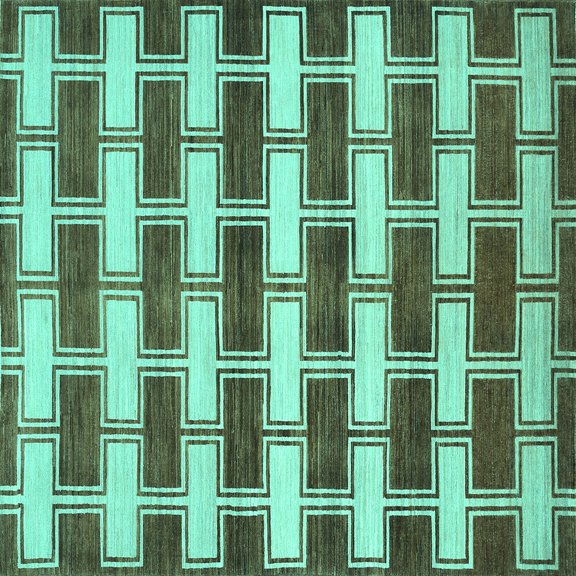 Ahgly Company Indoor Square Abstract Turquoise Blue Contemporary Area Rugs, 7' Square