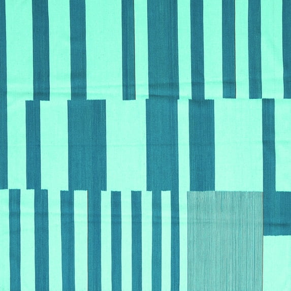 Ahgly Company Indoor Square Abstract Turquoise Blue Contemporary Area Rugs, 7' Square