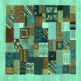 thumbnail image 1 of Ahgly Company Indoor Square Abstract Turquoise Blue Contemporary Area Rugs, 7' Square, 1 of 4