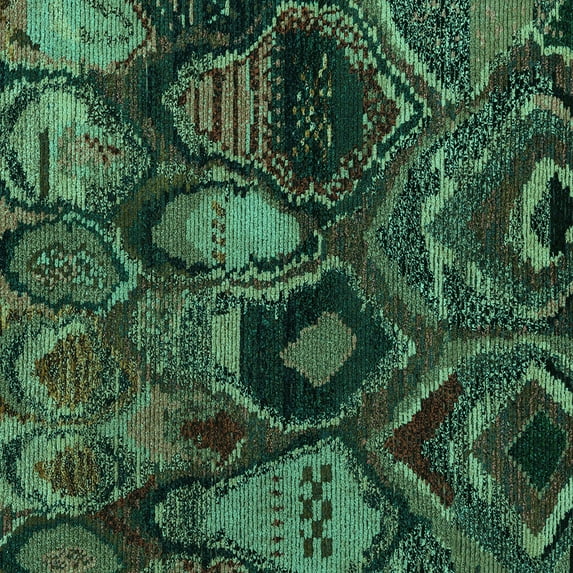 Ahgly Company Indoor Square Abstract Turquoise Blue Modern Area Rugs, 3' Square