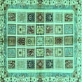 thumbnail image 1 of Ahgly Company Indoor Square Abstract Turquoise Blue Modern Area Rugs, 4' Square, 1 of 4