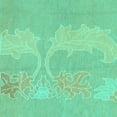 thumbnail image 1 of Ahgly Company Indoor Square Abstract Turquoise Blue Modern Area Rugs, 7' Square, 1 of 4