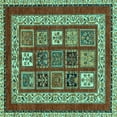thumbnail image 1 of Ahgly Company Indoor Square Abstract Turquoise Blue Modern Area Rugs, 8' Square, 1 of 4