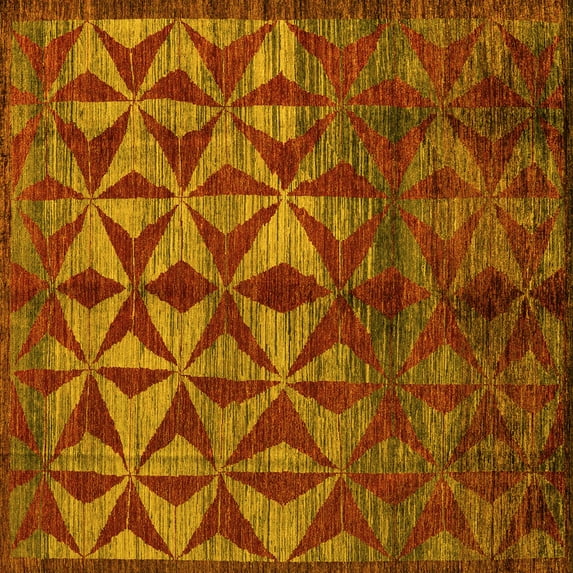 Ahgly Company Indoor Square Abstract Yellow Modern Area Rugs, 3' Square