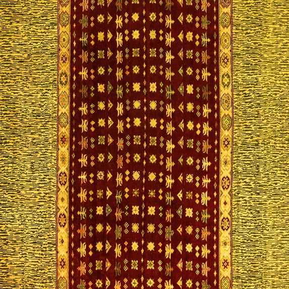 Ahgly Company Indoor Square Abstract Yellow Modern Area Rugs, 3' Square