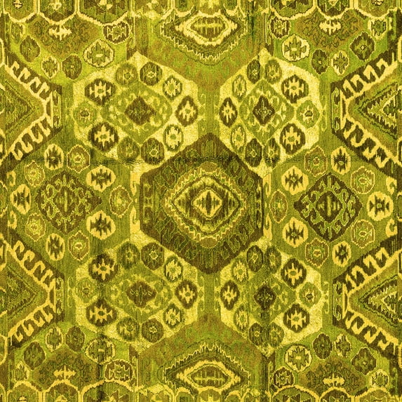 Ahgly Company Indoor Square Abstract Yellow Modern Area Rugs, 5' Square