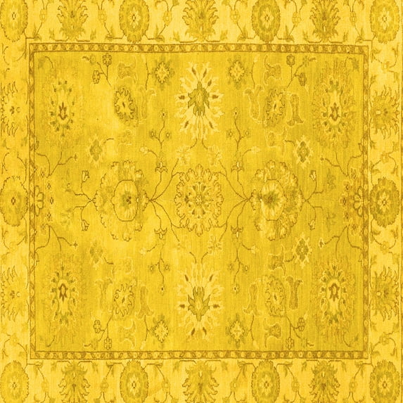 Ahgly Company Indoor Square Abstract Yellow Modern Area Rugs, 8' Square