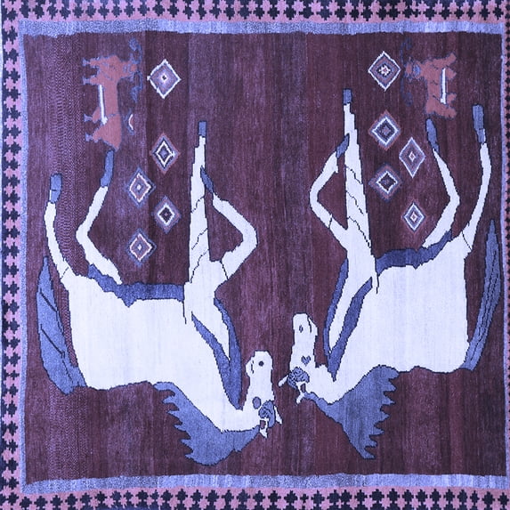 Ahgly Company Indoor Square Animal Blue Traditional Area Rugs, 7' Square