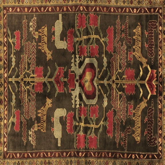 Ahgly Company Indoor Square Animal Brown Traditional Area Rugs, 3' Square