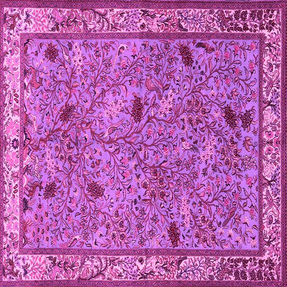 Ahgly Company Indoor Square Animal Pink Traditional Area Rugs, 3' Square