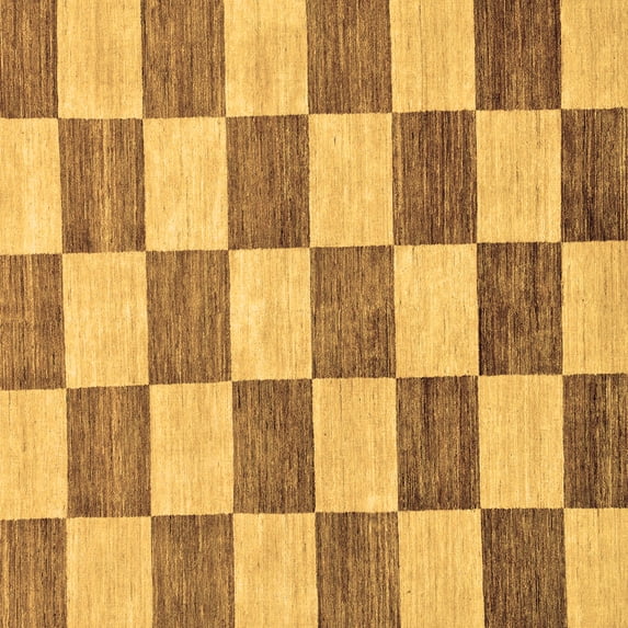 Ahgly Company Indoor Square Checkered Brown Modern Area Rugs, 6' Square