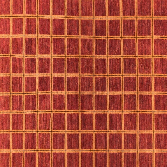 Ahgly Company Indoor Square Checkered Orange Modern Area Rugs, 3' Square