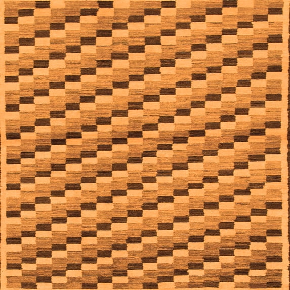 Ahgly Company Indoor Square Checkered Orange Modern Area Rugs, 6' Square