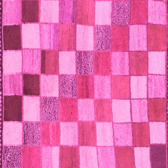 Ahgly Company Indoor Square Checkered Pink Modern Area Rugs, 4' Square