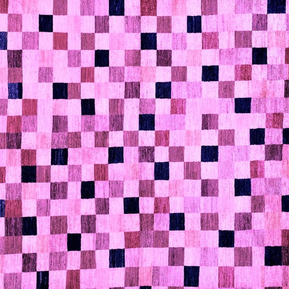 Ahgly Company Indoor Square Checkered Purple Modern Area Rugs, 8' Square