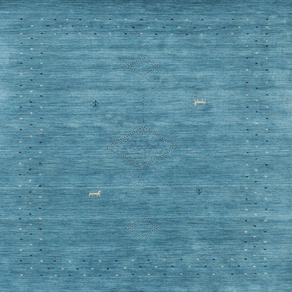 Ahgly Company Indoor Square Contemporary Blue Ivy Blue Area Rugs, 8' Square