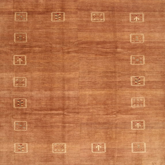 Ahgly Company Indoor Square Contemporary Orange Red Area Rugs, 5' Square