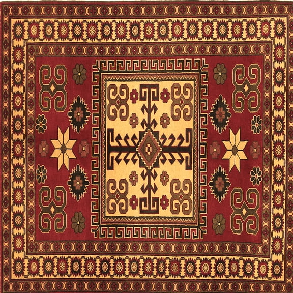 Ahgly Company Indoor Square Geometric Brown Traditional Area Rugs, 7' Square