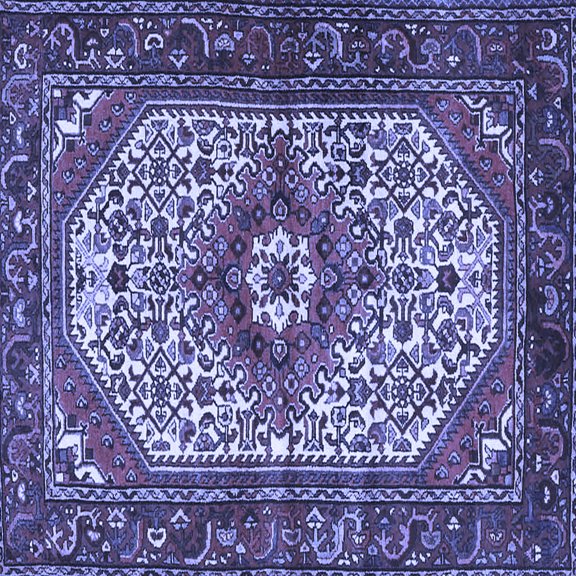Ahgly Company Indoor Square Medallion Blue Traditional Area Rugs, 3' Square