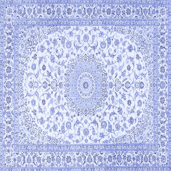 Ahgly Company Indoor Square Medallion Blue Traditional Area Rugs, 3' Square