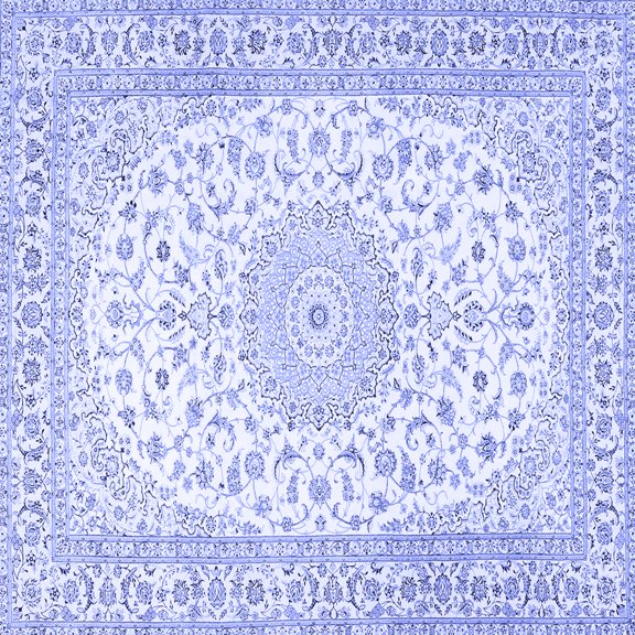 Ahgly Company Indoor Square Medallion Blue Traditional Area Rugs, 3' Square
