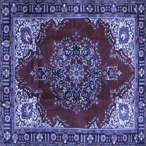 Ahgly Company Indoor Square Medallion Blue Traditional Area Rugs, 3' Square