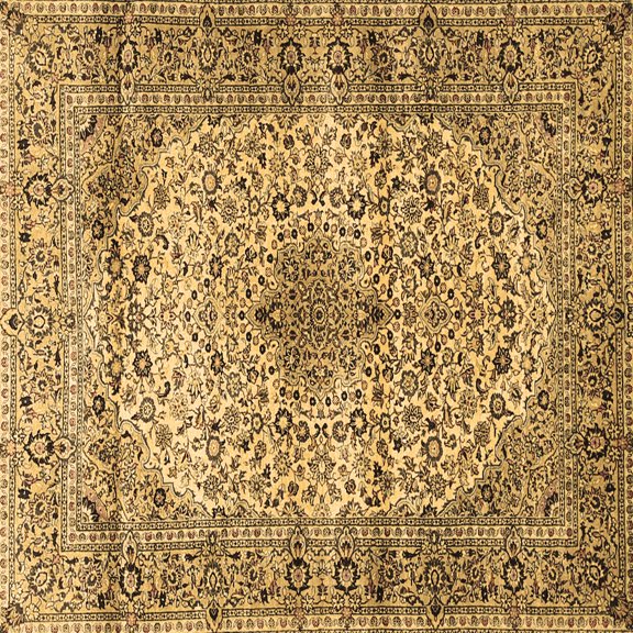 Ahgly Company Indoor Square Medallion Brown Traditional Area Rugs, 5' Square