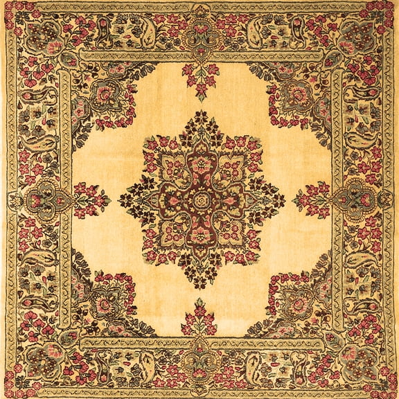 Ahgly Company Indoor Square Medallion Brown Traditional Area Rugs, 5' Square