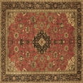 thumbnail image 1 of Ahgly Company Indoor Square Medallion Brown Traditional Area Rugs, 8' Square, 1 of 4