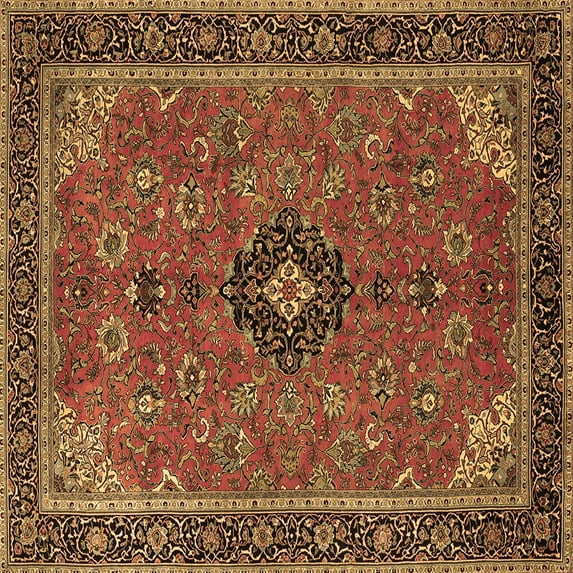 Ahgly Company Indoor Square Medallion Brown Traditional Area Rugs, 8' Square