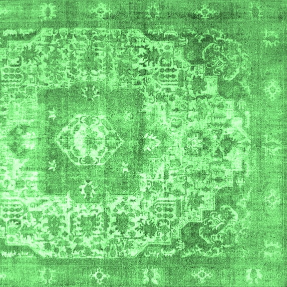 Ahgly Company Indoor Square Medallion Emerald Green Traditional Area Rugs, 4' Square