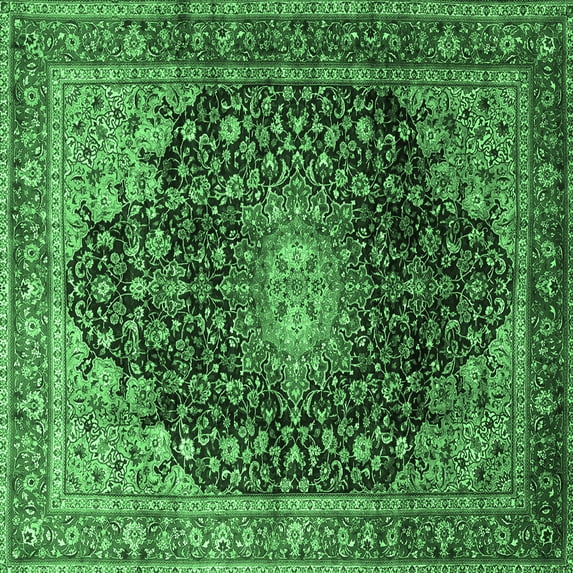 Ahgly Company Indoor Square Medallion Emerald Green Traditional Area Rugs, 6' Square