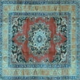 thumbnail image 1 of Ahgly Company Indoor Square Medallion Light Blue Traditional Area Rugs, 4' Square, 1 of 4