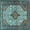 thumbnail image 1 of Ahgly Company Indoor Square Medallion Light Blue Traditional Area Rugs, 6' Square, 1 of 4