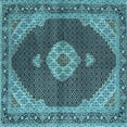 thumbnail image 1 of Ahgly Company Indoor Square Medallion Light Blue Traditional Area Rugs, 7' Square, 1 of 4