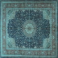 thumbnail image 1 of Ahgly Company Indoor Square Medallion Light Blue Traditional Area Rugs, 7' Square, 1 of 4