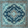 thumbnail image 1 of Ahgly Company Indoor Square Medallion Light Blue Traditional Area Rugs, 8' Square, 1 of 4