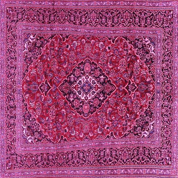 Ahgly Company Indoor Square Medallion Pink Traditional Area Rugs, 3' Square