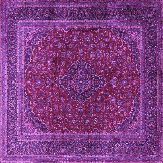 Ahgly Company Indoor Square Medallion Purple Traditional Area Rugs, 8' Square