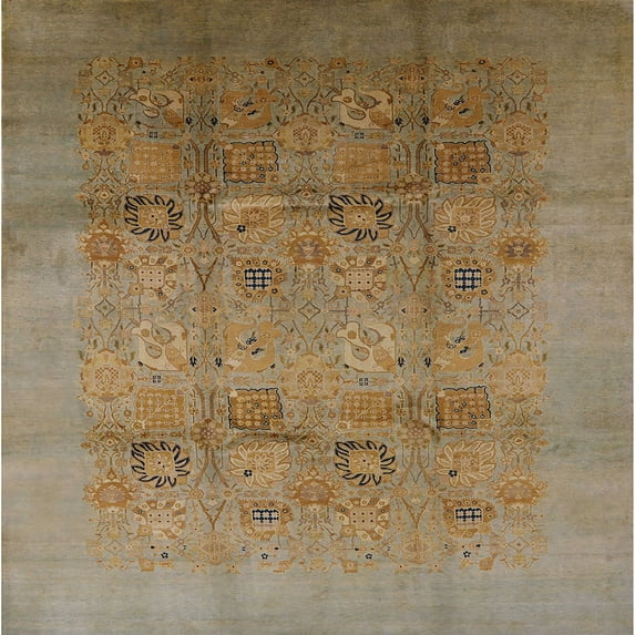 Ahgly Company Indoor Square Mid-Century Modern Bullet Shell Brown Area Rugs, 3' Square