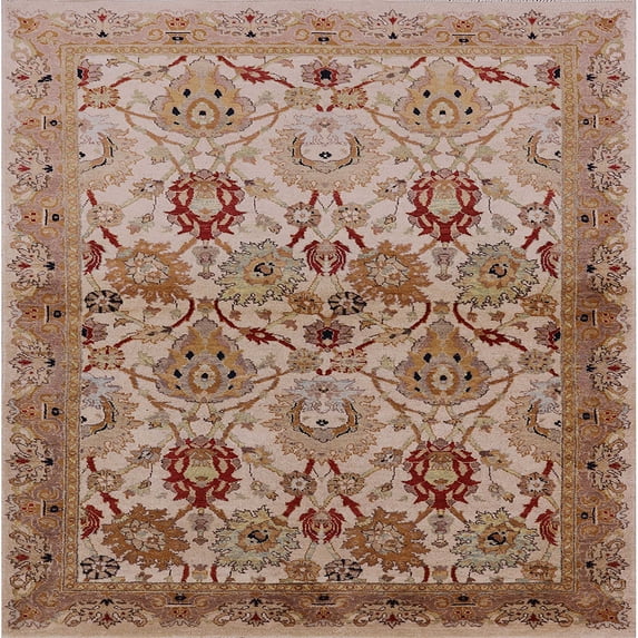 Ahgly Company Indoor Square Mid-Century Modern Chestnut Red Area Rugs, 5' Square
