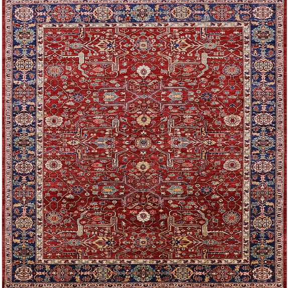 Ahgly Company Indoor Square Mid-Century Modern Cranberry Red Area Rugs, 8' Square