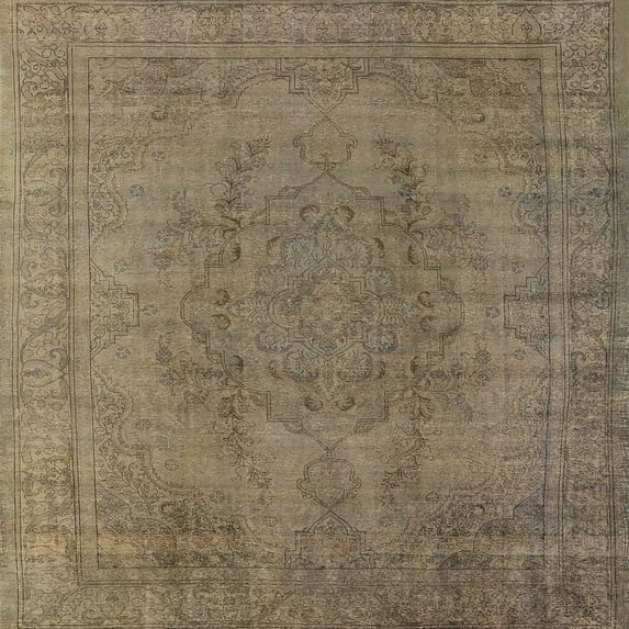 Ahgly Company Indoor Square Mid-Century Modern Dark Almond Brown Area Rugs, 5' Square