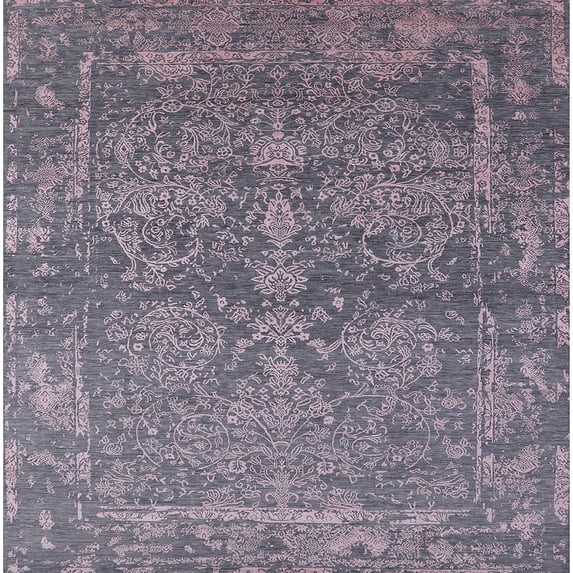 Ahgly Company Indoor Square Mid-Century Modern Dark Gray Area Rugs, 5' Square