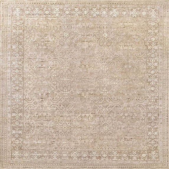Ahgly Company Indoor Square Mid-Century Modern Desert Sand Beige Area Rugs, 5' Square