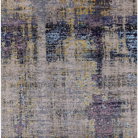 Ahgly Company Indoor Square Mid-Century Modern Eggplant Purple Area Rugs, 3' Square