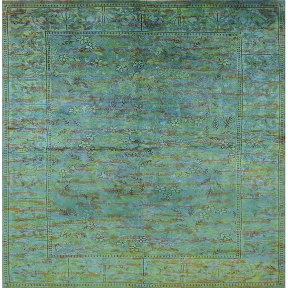Ahgly Company Indoor Square Mid-Century Modern Fall Forest Green Area Rugs, 8' Square